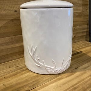 White ceramic Stag Antler storage jar/barrel