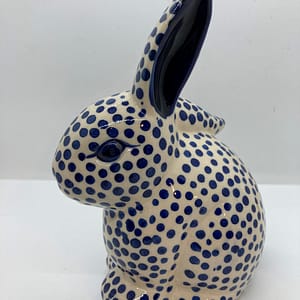 Ceramic Blue and White Spot Rabbit Ornament