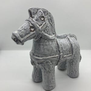 White wash ceramic glazed Trojan horse ornament