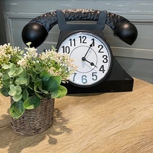 Black Metal Rustic Telephone Clock