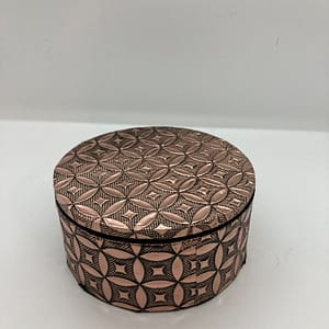 Rose gold coloured trinket pot with removeable lid