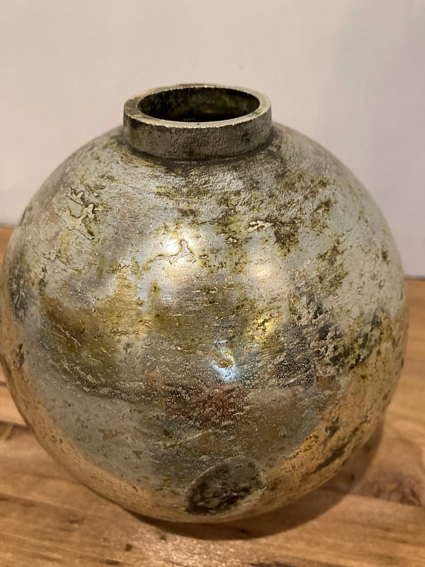Glass gold coloured globe style vase