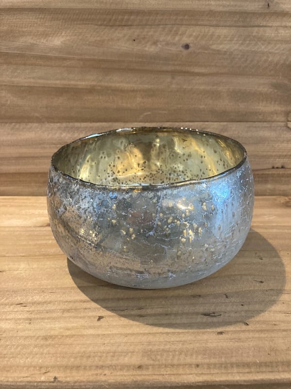 Silver grey decorative glass bowl