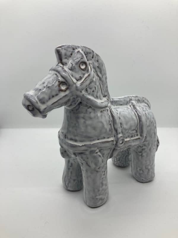 White wash ceramic glazed Trojan horse ornament