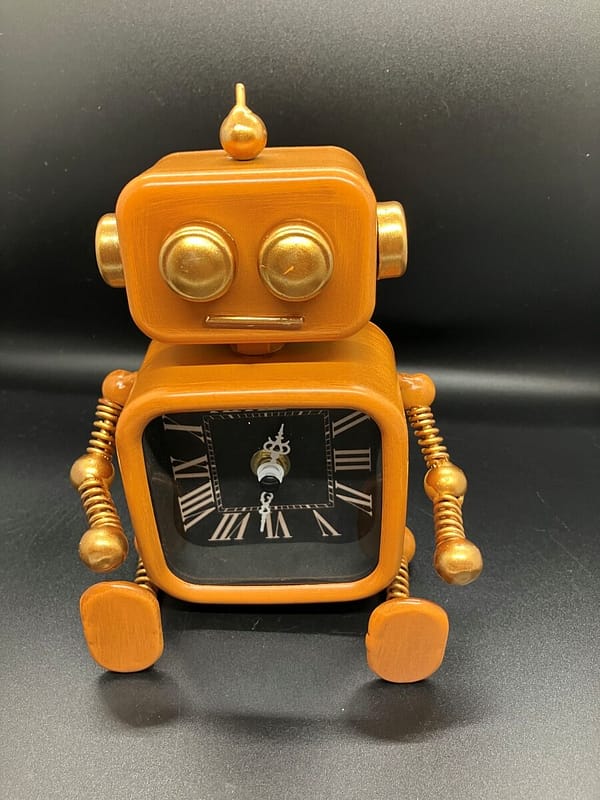 Orange Coloured Robot Clock