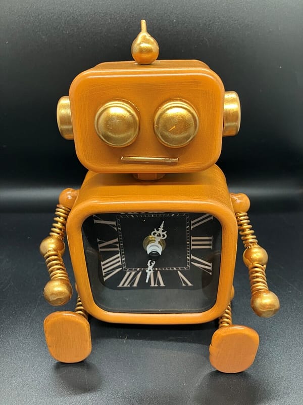 Orange Coloured Robot Clock - Image 2